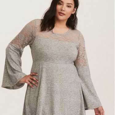 Torrid size 2 gray knit and lace dress