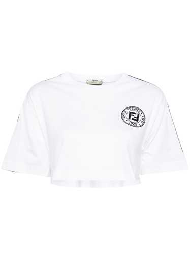 Fendi Pre-Owned Zucca-tape cotton T-shirt - White - image 1