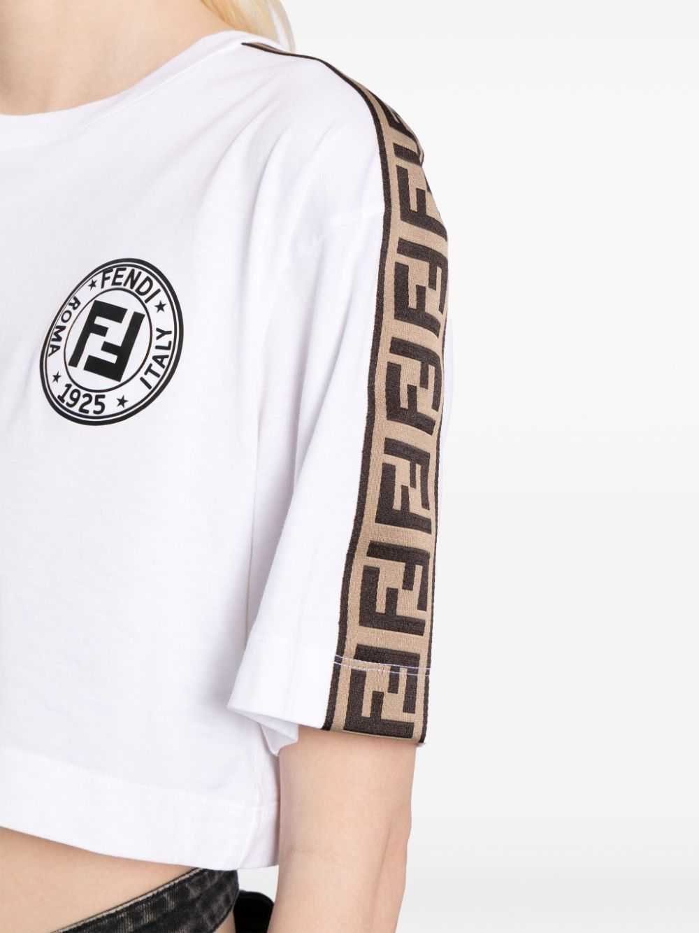 Fendi Pre-Owned Zucca-tape cotton T-shirt - White - image 5