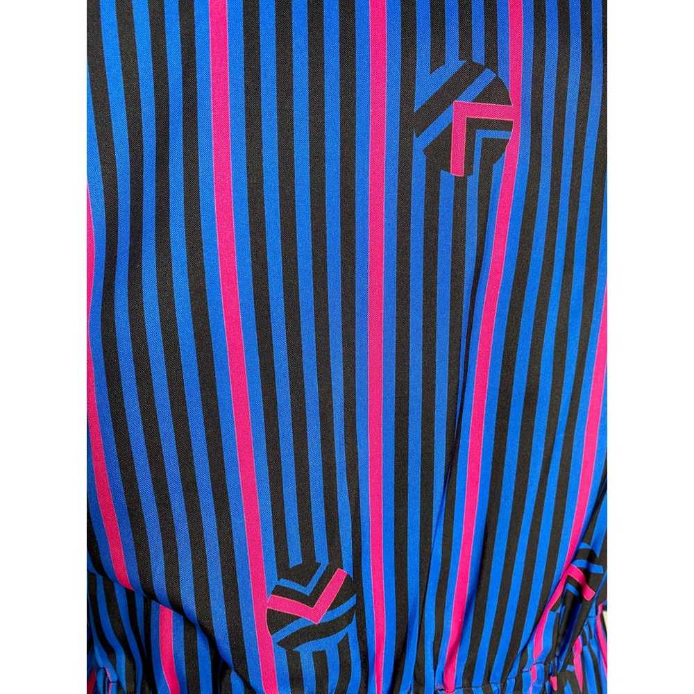 Knit dress vintage 1980s puff sleeve diagonal str… - image 6