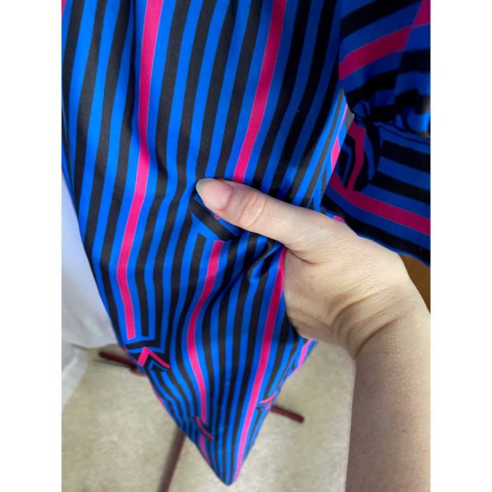 Knit dress vintage 1980s puff sleeve diagonal str… - image 8