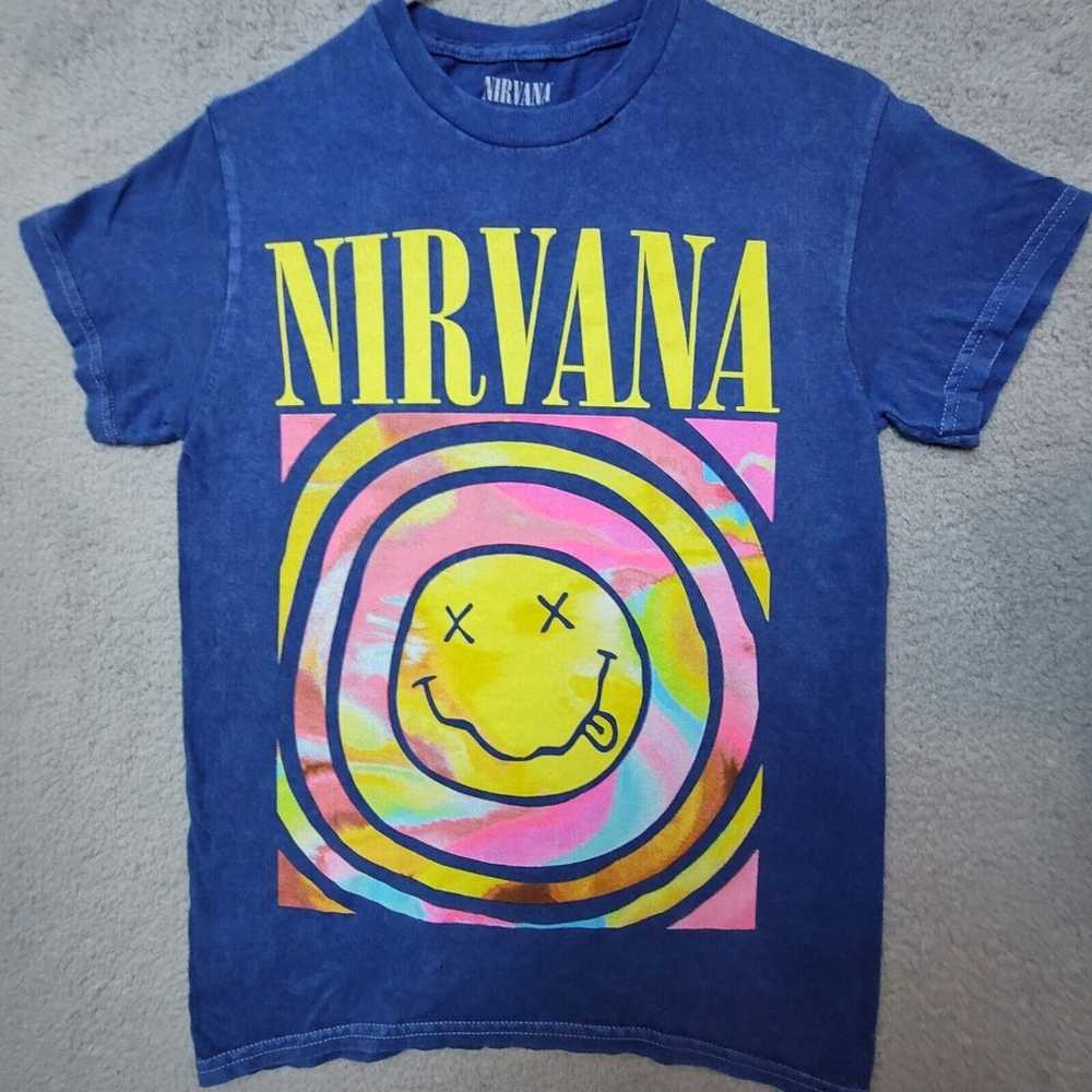 Nirvana Tee Shirt Men's Retro Graphic Electric Bl… - image 3