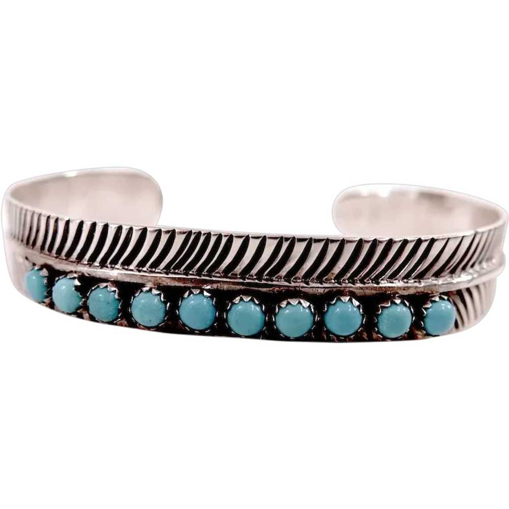 E. Delgarito Kingman Turquoise Petit Point Navajo… - image 1