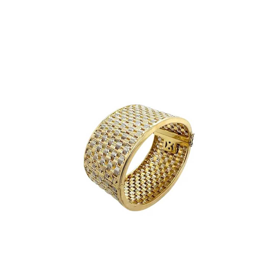 18K Yellow and White Gold Mesh Bangle Bracelet - image 3