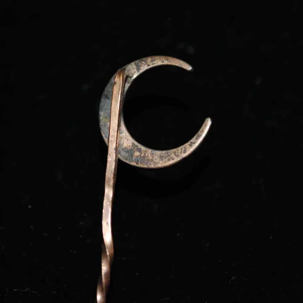 Silver Crescent Moon with Seed Pearls Stick Pin - image 4