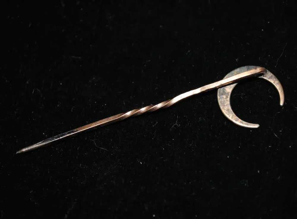 Silver Crescent Moon with Seed Pearls Stick Pin - image 6
