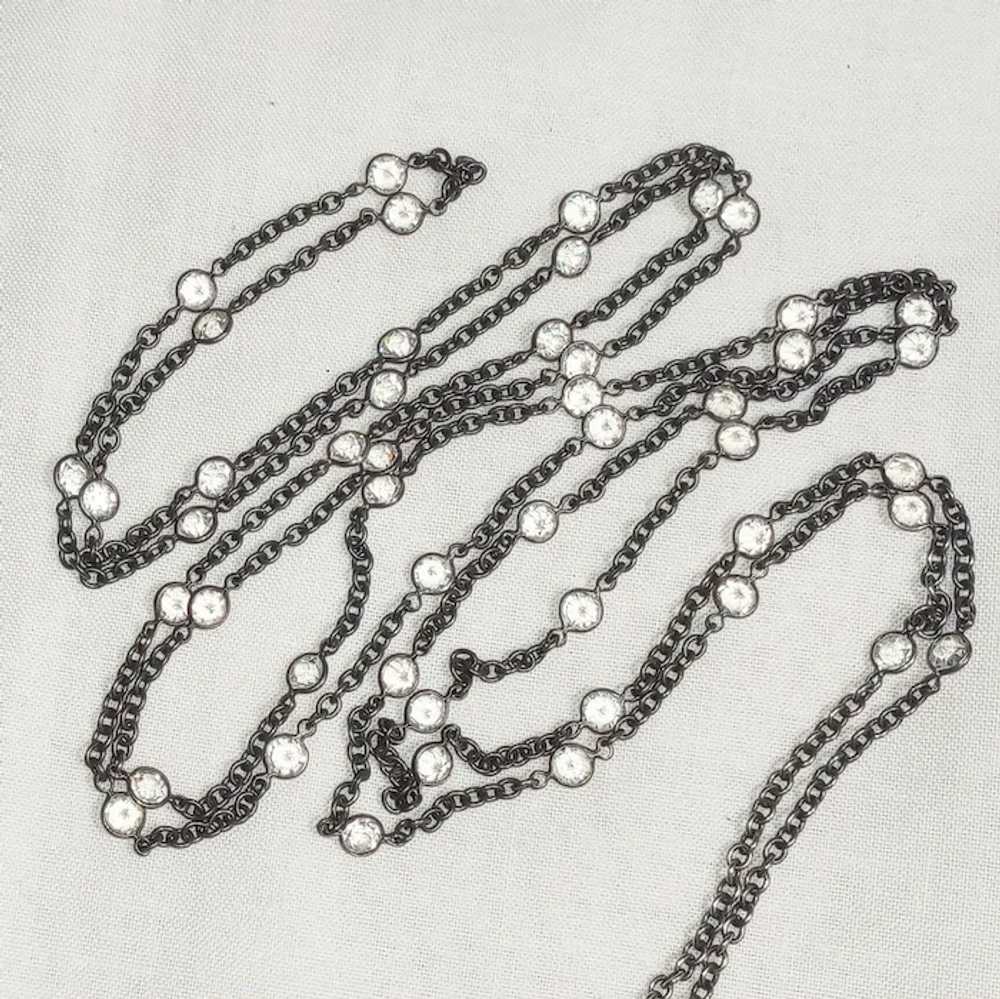 Gun metal longuard muff chain bezel crystals comp… - image 5