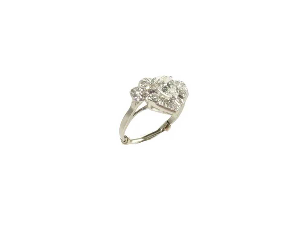 Pear Shape Diamond & Baguette Heart Ring - image 2