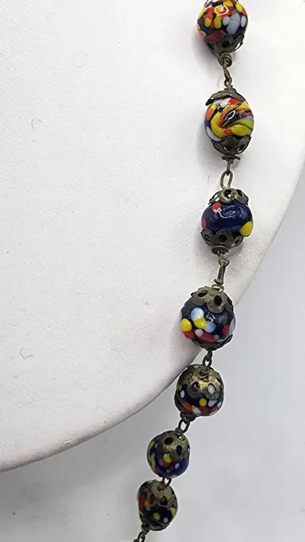 Vintage Millefiori Glass Beaded Necklace (A5064) - image 2