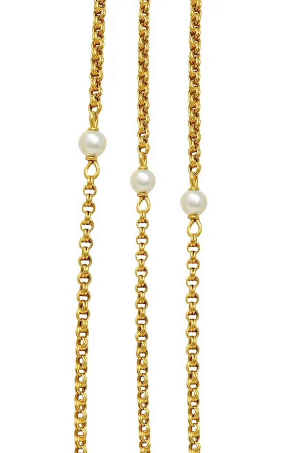 Victorian French Pearl 18 Karat Yellow Gold Antiq… - image 9