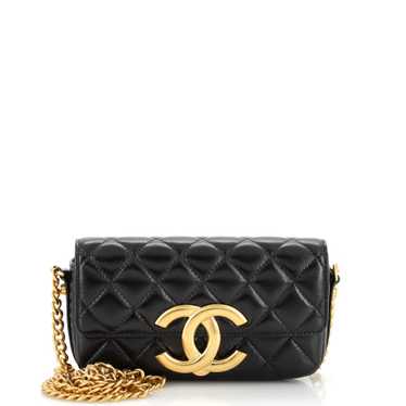 CHANEL Giant CC Flap Phone Holder with Chain Quilt