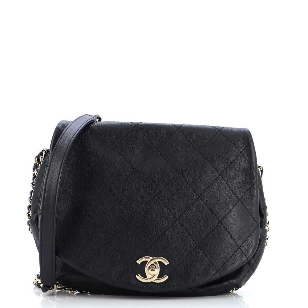 CHANEL Chain Around Saddle Flap Bag Quilted Calfs… - image 1