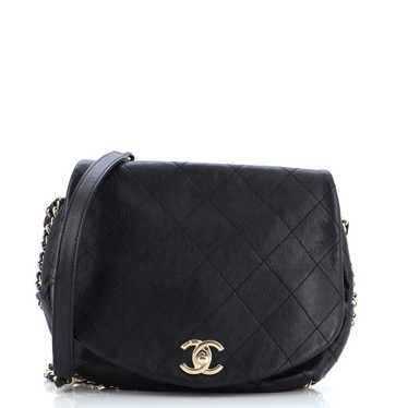 CHANEL Chain Around Saddle Flap Bag Quilted Calfsk