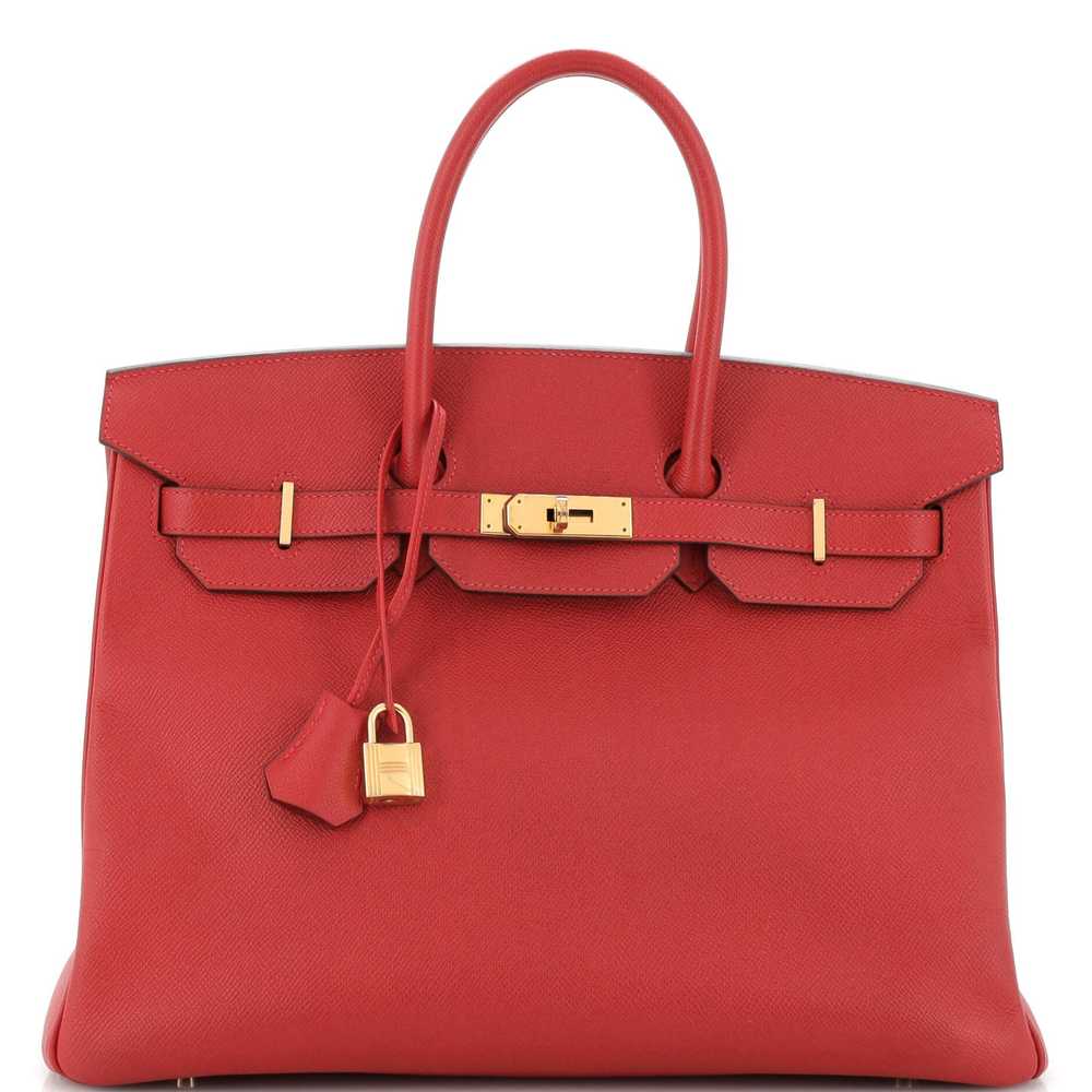 Hermes Birkin Handbag Rouge Casaque Epsom with Go… - image 1