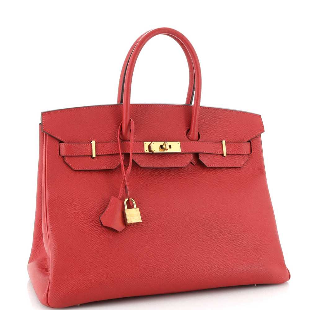 Hermes Birkin Handbag Rouge Casaque Epsom with Go… - image 2