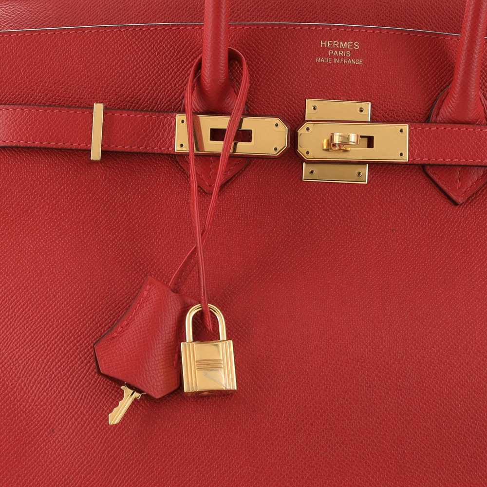 Hermes Birkin Handbag Rouge Casaque Epsom with Go… - image 6
