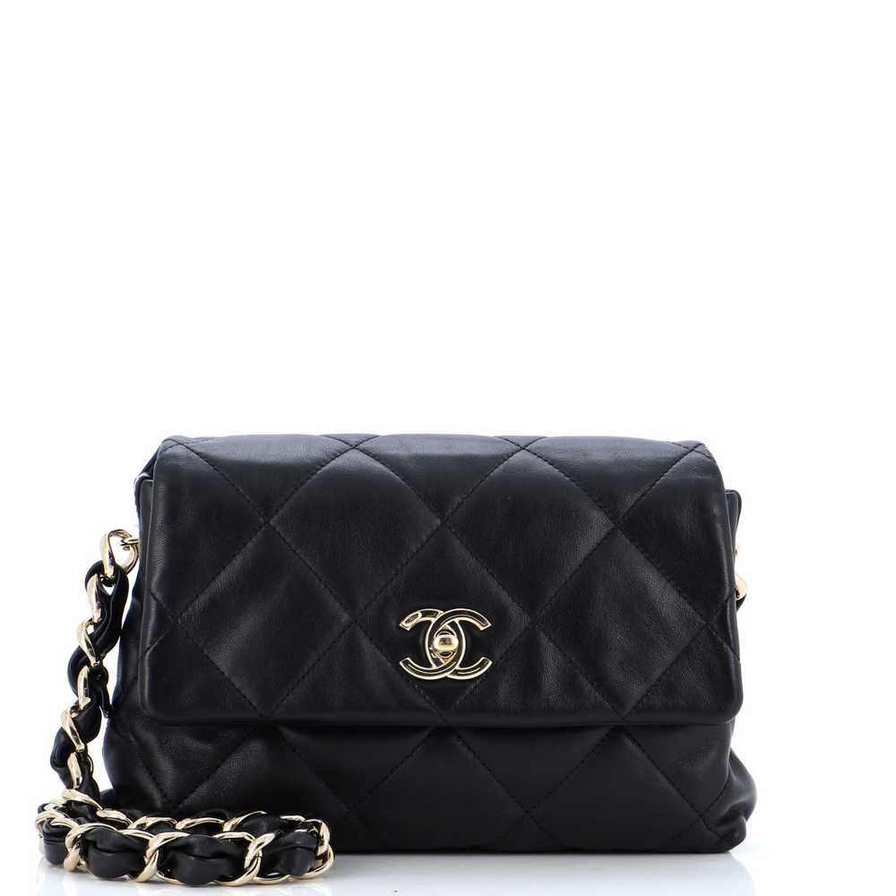 CHANEL Logo Chain Strap Flap Bag Quilted Lambskin… - image 1