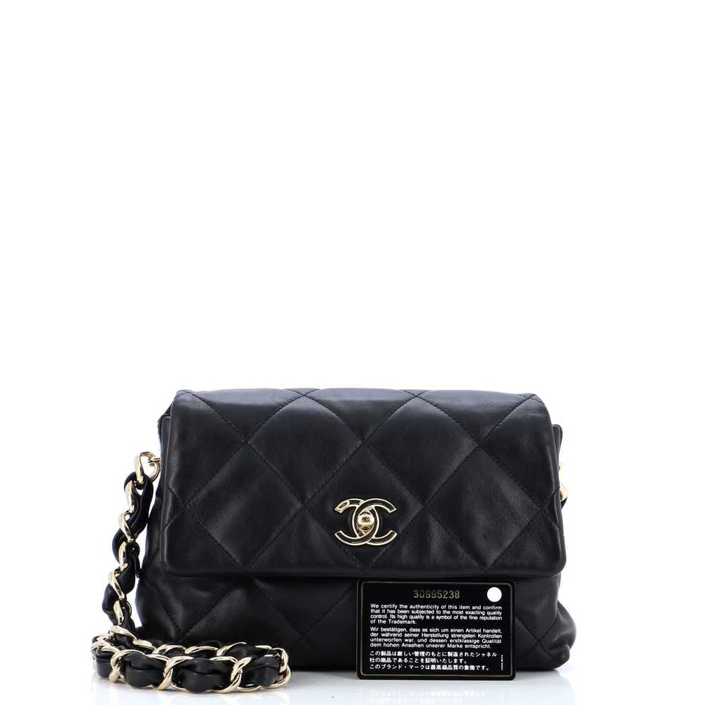 CHANEL Logo Chain Strap Flap Bag Quilted Lambskin… - image 2