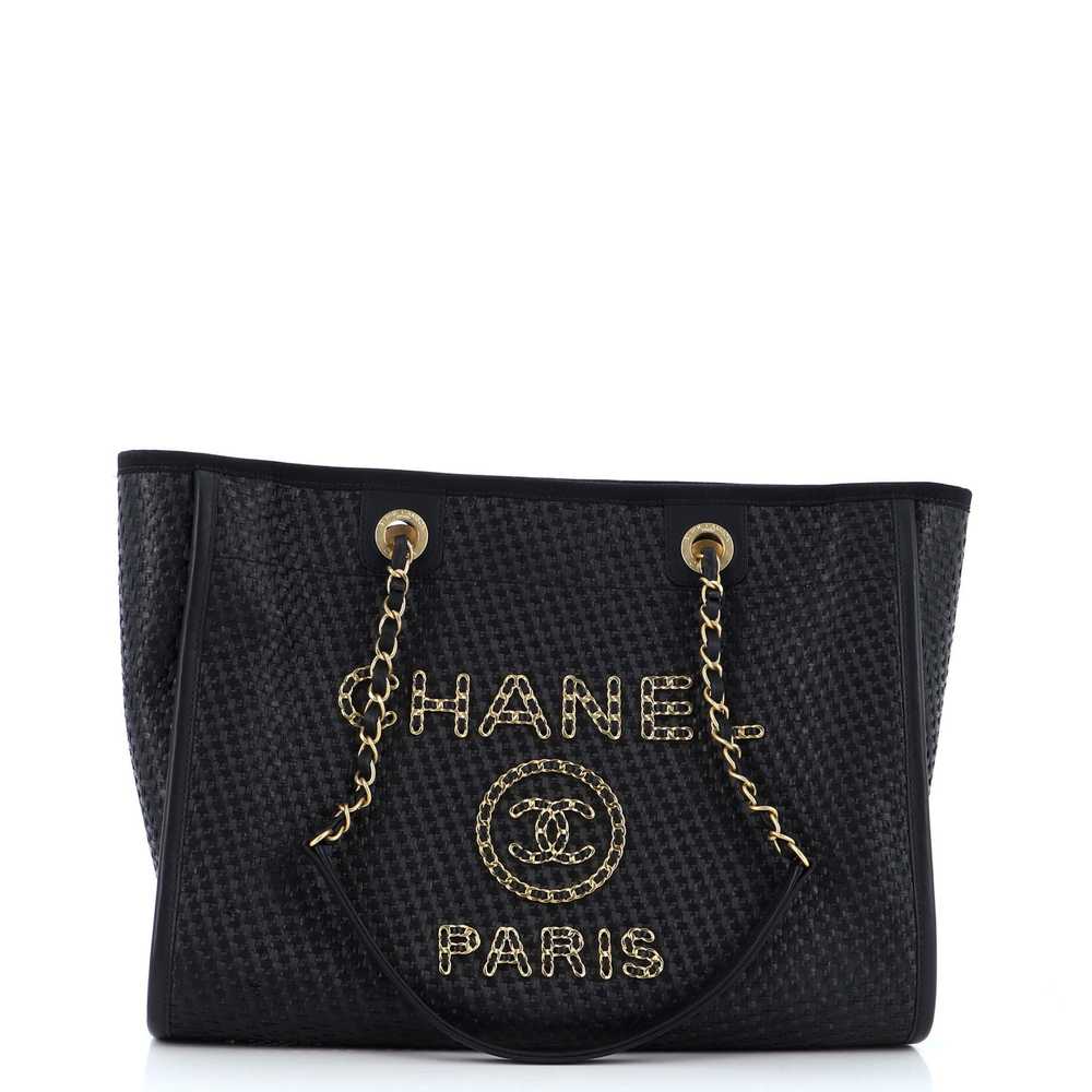 CHANEL Deauville Tote Straw with Chain Detail Sma… - image 1