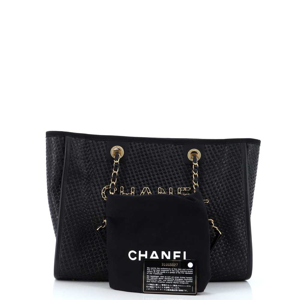 CHANEL Deauville Tote Straw with Chain Detail Sma… - image 2