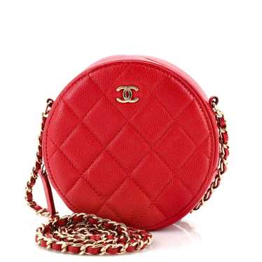 CHANEL Round Clutch with Chain Quilted Caviar Mini - image 1
