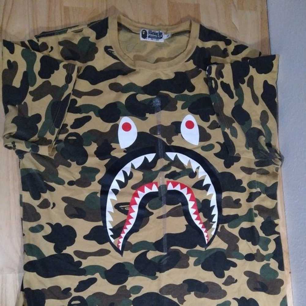 BAPE First Camo Shark T-Shirt Yellow Authentic - image 1