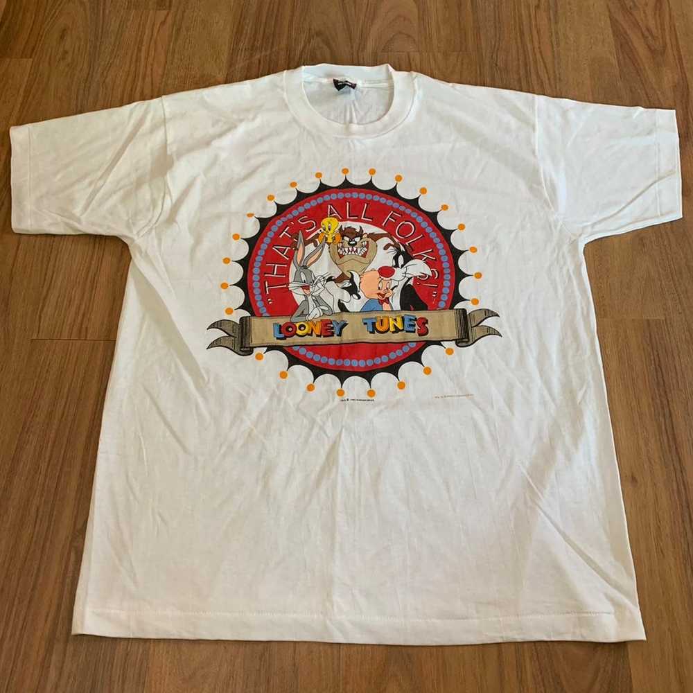 Vintage 90s Looney Tunes Cartoon T-shirt Single S… - image 1