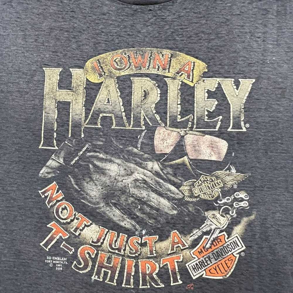 Vintage 1991 I own a harley not just a T-Shirt 3d… - image 3