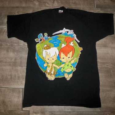 Vtg Flintstones Bam Pebbles T-shirt LG