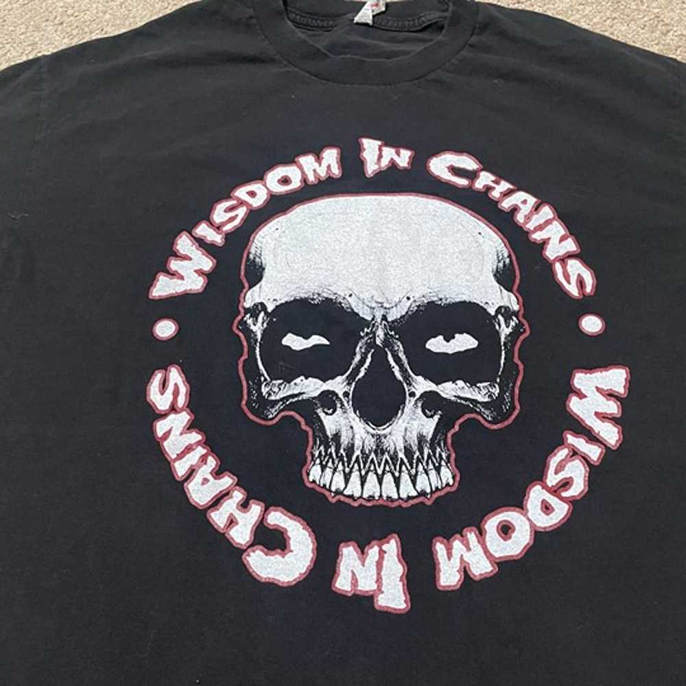 Wisdom in Chains skull t shirt size Large L Black… - image 3