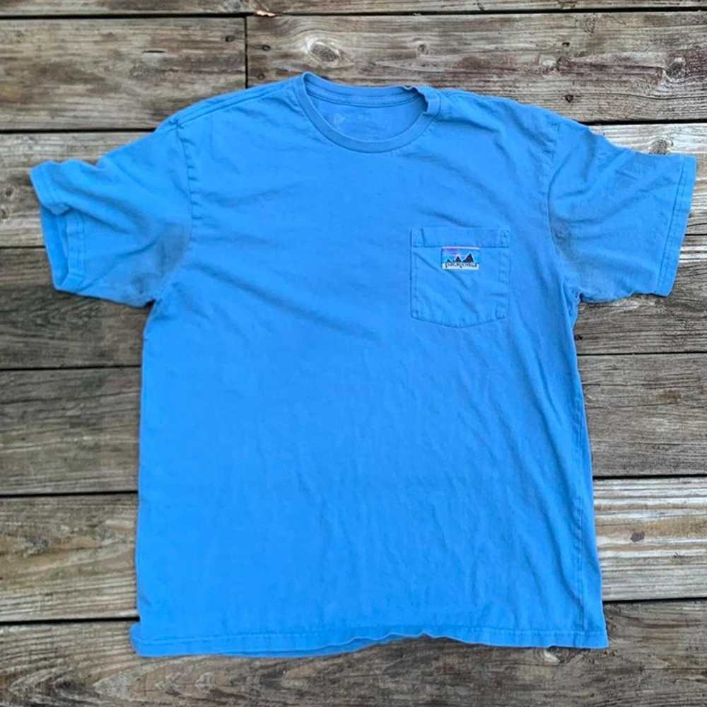 vintage 80's Patagonia Blue Crewneck tee shirt wi… - image 1