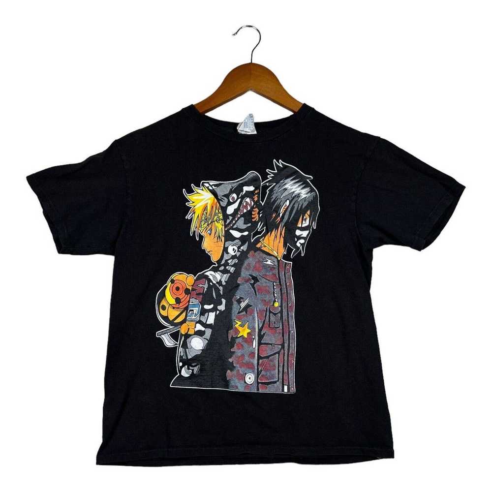 Vtg Naruto Anime T Shirt Japanese Art Black Hoodi… - image 1