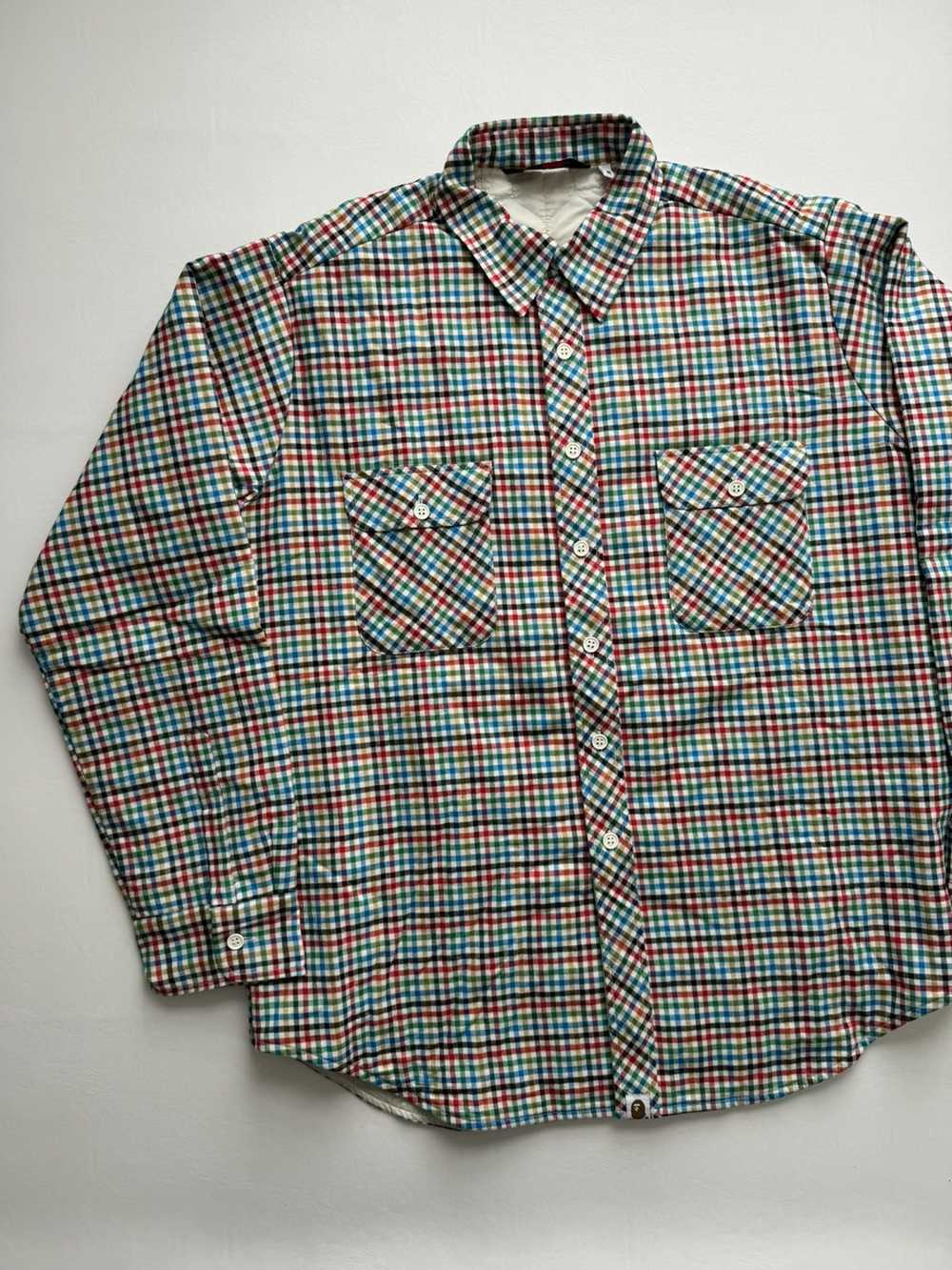 Bape × Vintage Quilted Plaid Button Up Shirt - image 1