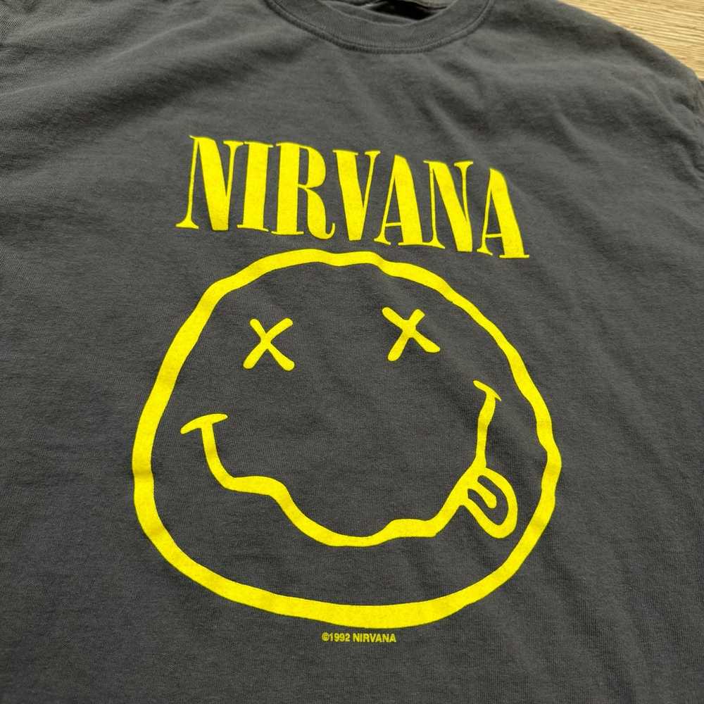 Vintage 1992 Nirvana Smiley Face Band Tee Shirt - image 2