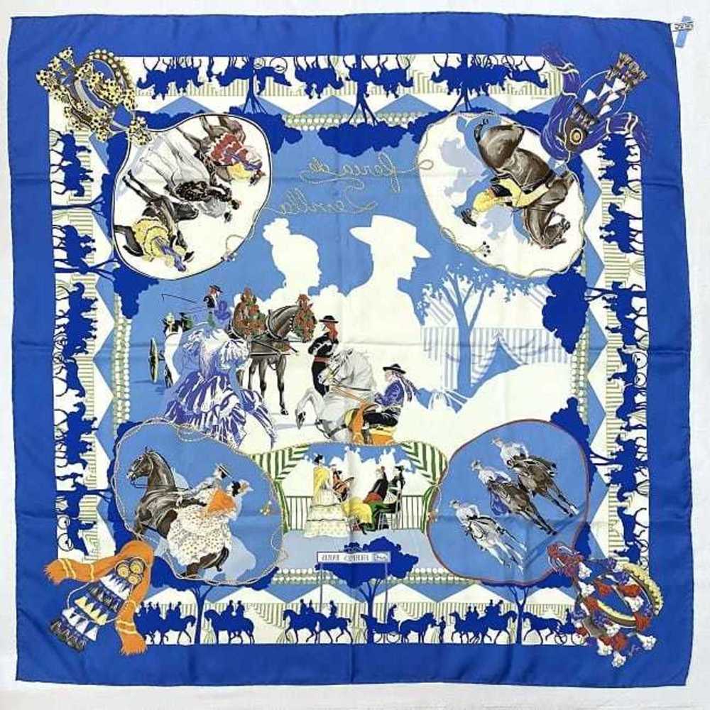 Hermes Hermes Large Scarf Muffler Carre 90 Blue W… - image 2