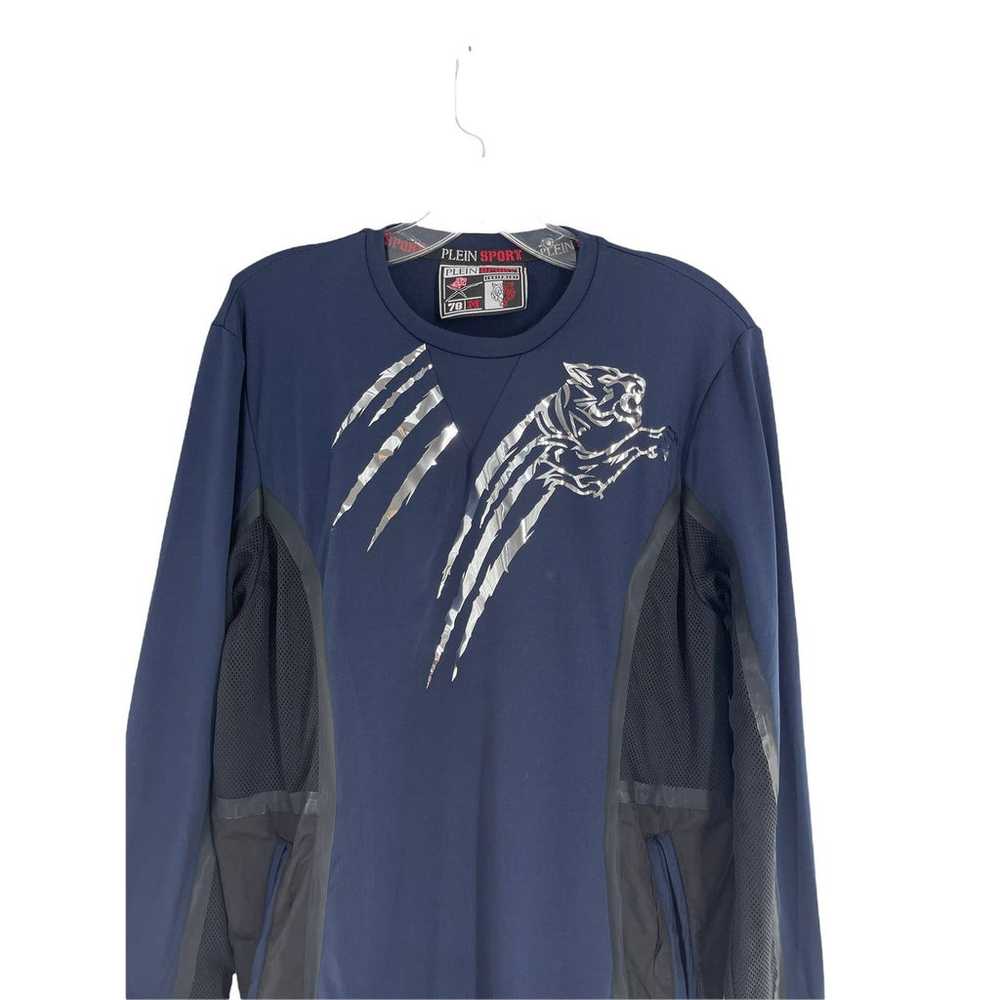 PLEIN SPORT NAVY LONG SLEEVE SHIRT WITH SILVER TI… - image 2
