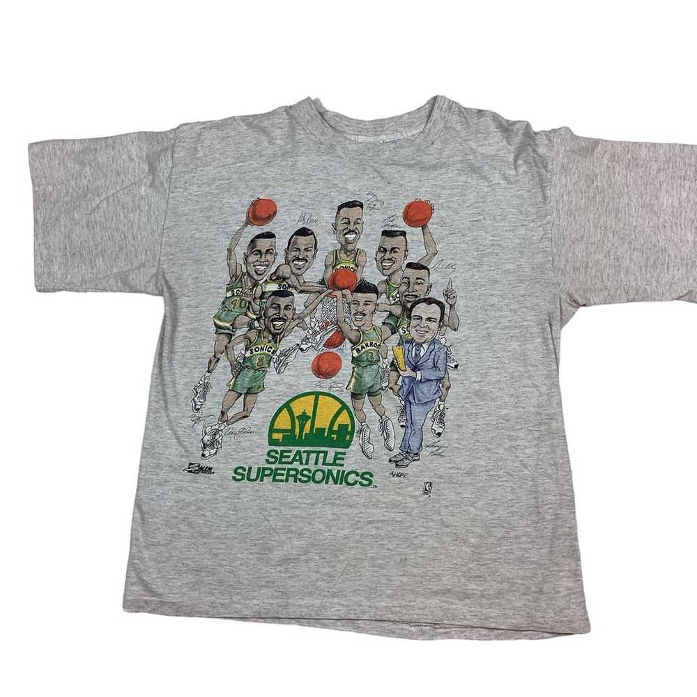 Vintage Seattle Supersonics 90s Caricature Nba T Shirt Gem