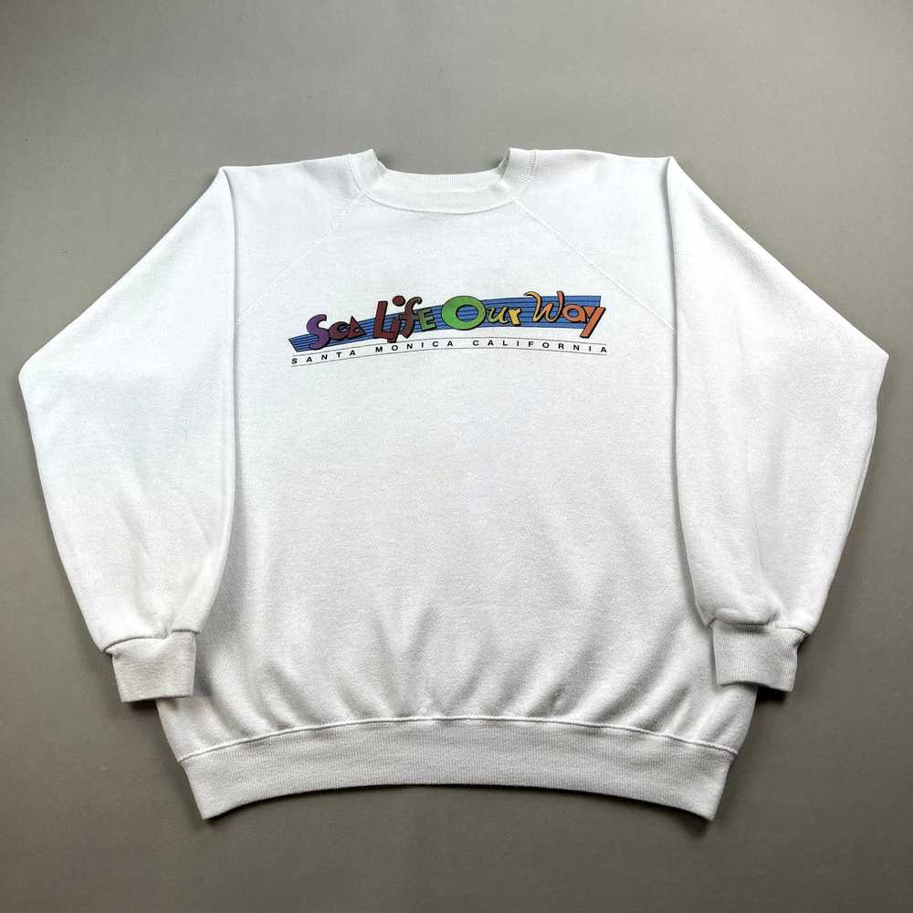 Hanes × Vintage Vintage Beach Sweatshirt White Na… - image 1