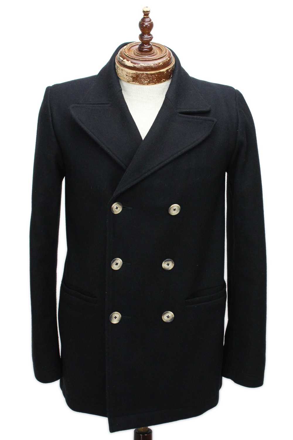 A.P.C. Wool Blend Flannel Pea Coat - image 1