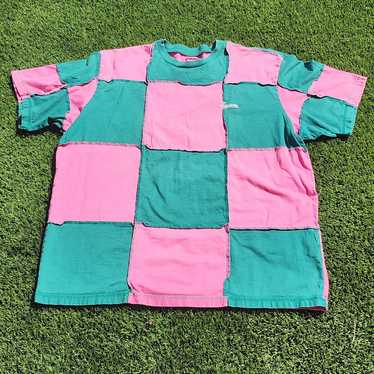 Supreme Shirt Large Pink Checkered Patchwork Shor… - image 1
