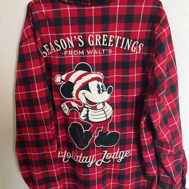 Disney Mickey Mouse Holiday Long Sleeve Plaid Fla… - image 1