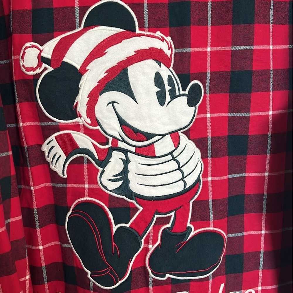Disney Mickey Mouse Holiday Long Sleeve Plaid Fla… - image 2