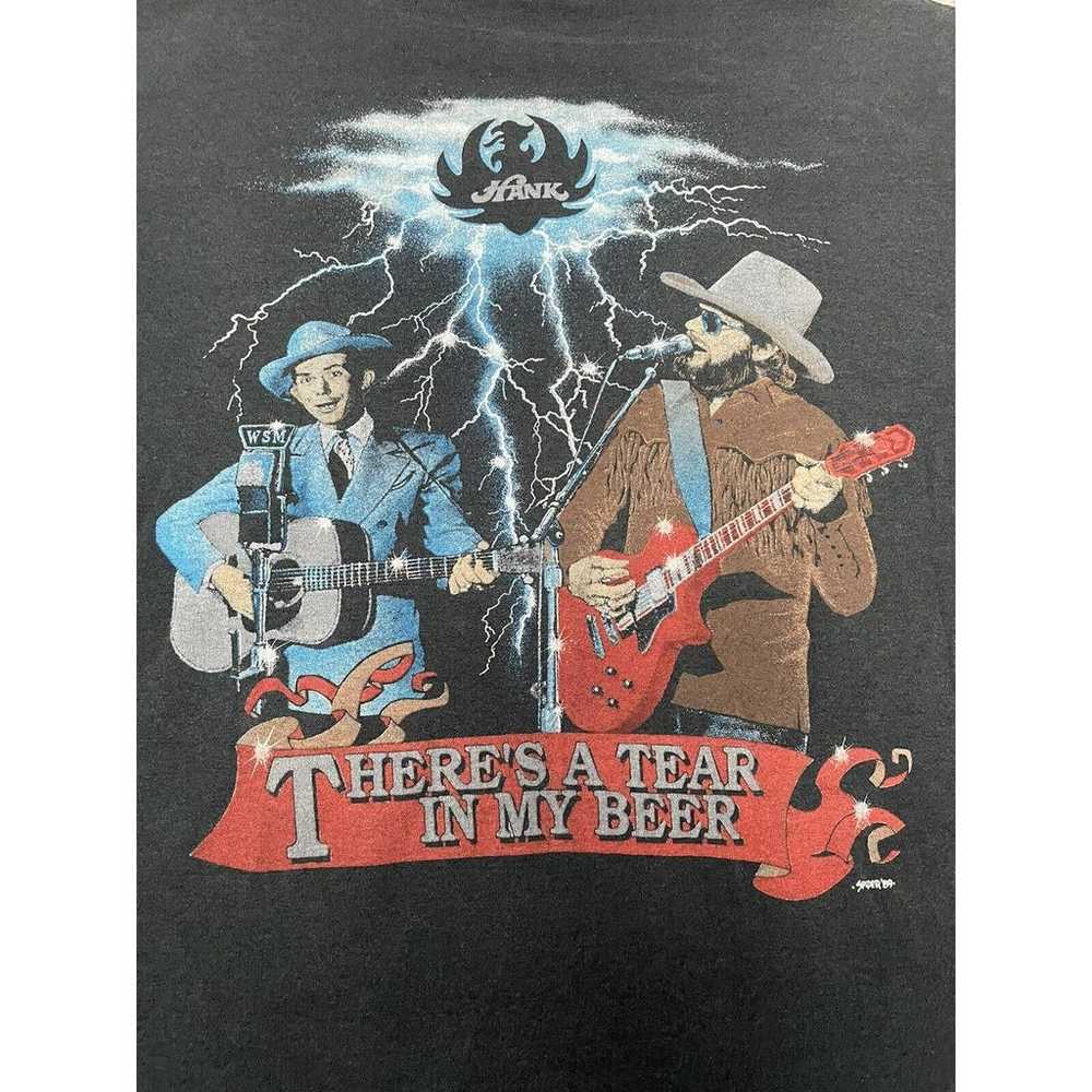 Hank Williams Jr T-Shirt 80s Theres A Tear In My … - image 1