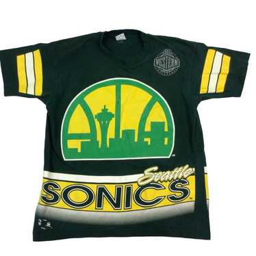 Vintage Seattle Sonics NBA all over graphic T-shi… - image 1