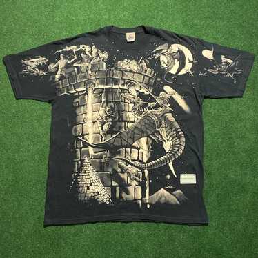 Vintage 1998 Men's Liquid Blue Brian Fox Castle Defense Shirt XXL Made in  Usa 