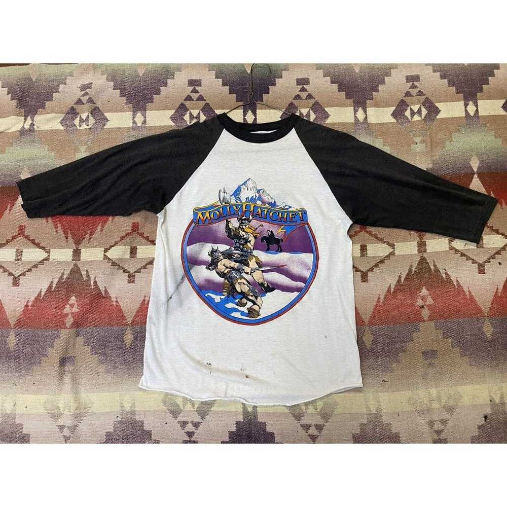 Vintage 1987 Molly Hatchet Raglan Tour Shirt Size… - image 1