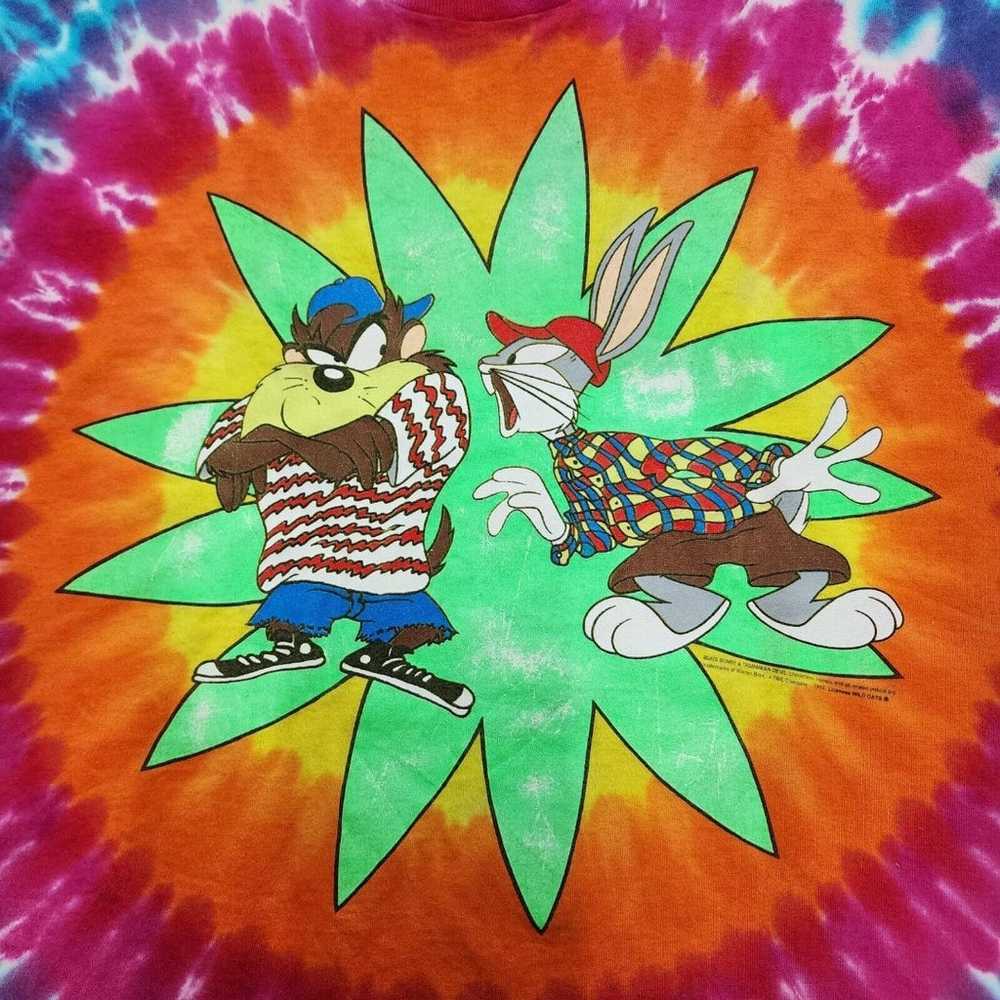 Vintage Bugs Bunny Taz Tie Dye T-Shirt 1993 Size … - image 2