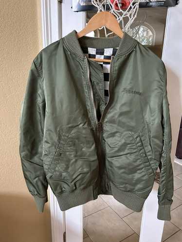 Supreme Reversible Checkered Ma-1 Bomber Jacket Olive… - Gem