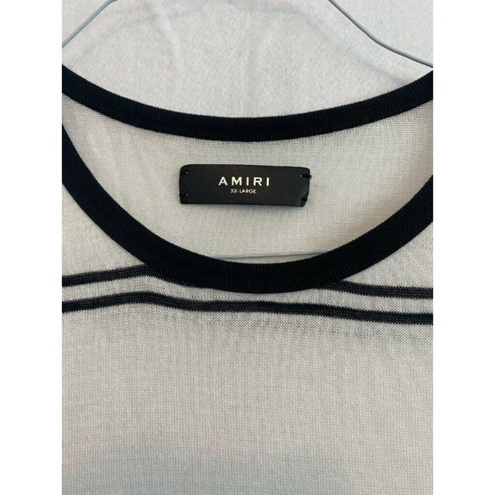 Amiri Men T-Shirt White Black Striped Crew Neck S… - image 3