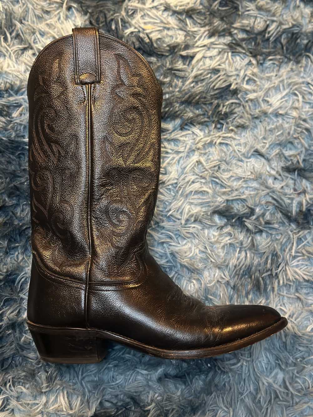 Vintage Black Leather Cowboy boots - image 1